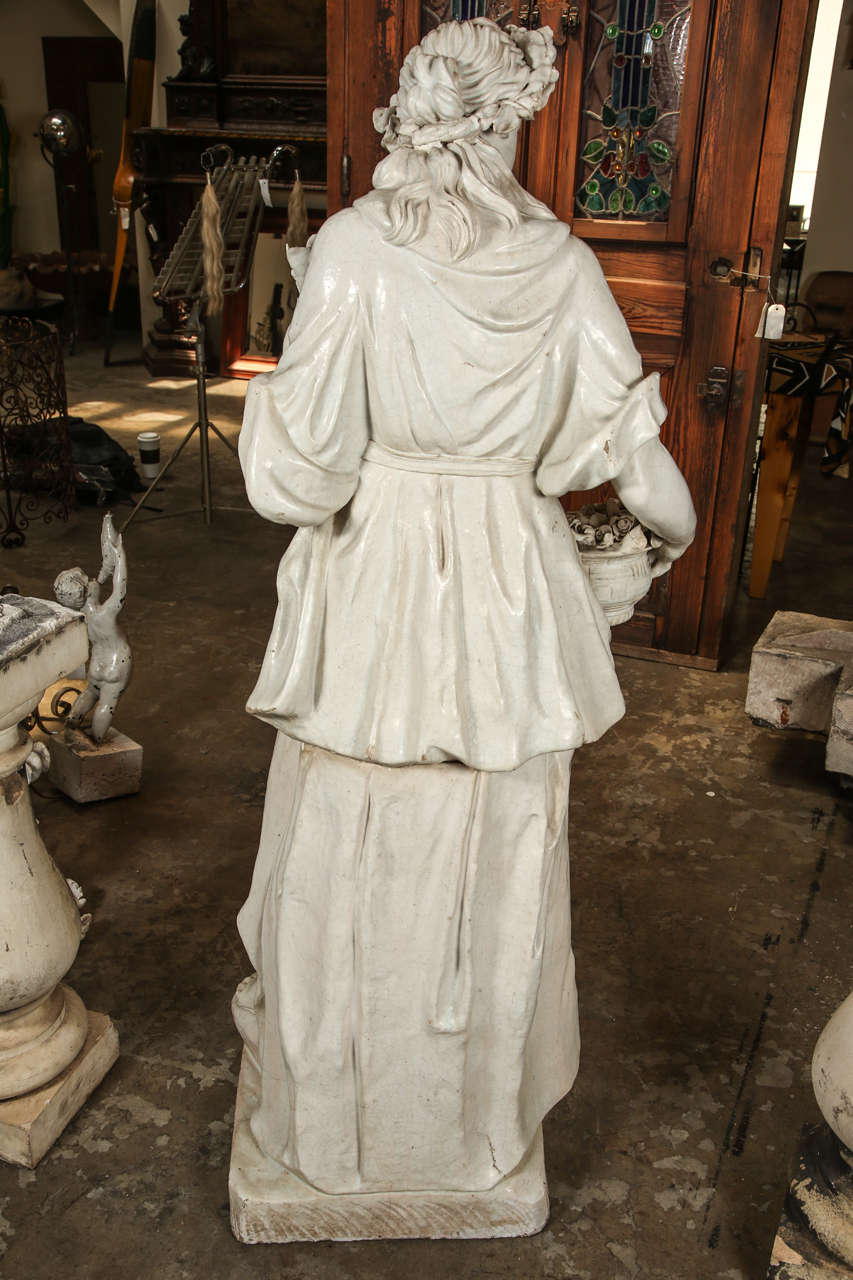 Italian Glazed Terra Cotta Statue For Sale at 1stdibs