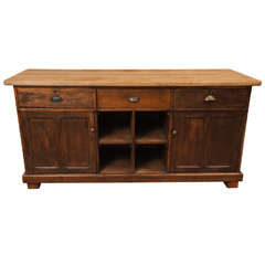 Antique English Grocery Store Counter With Sycamore Top