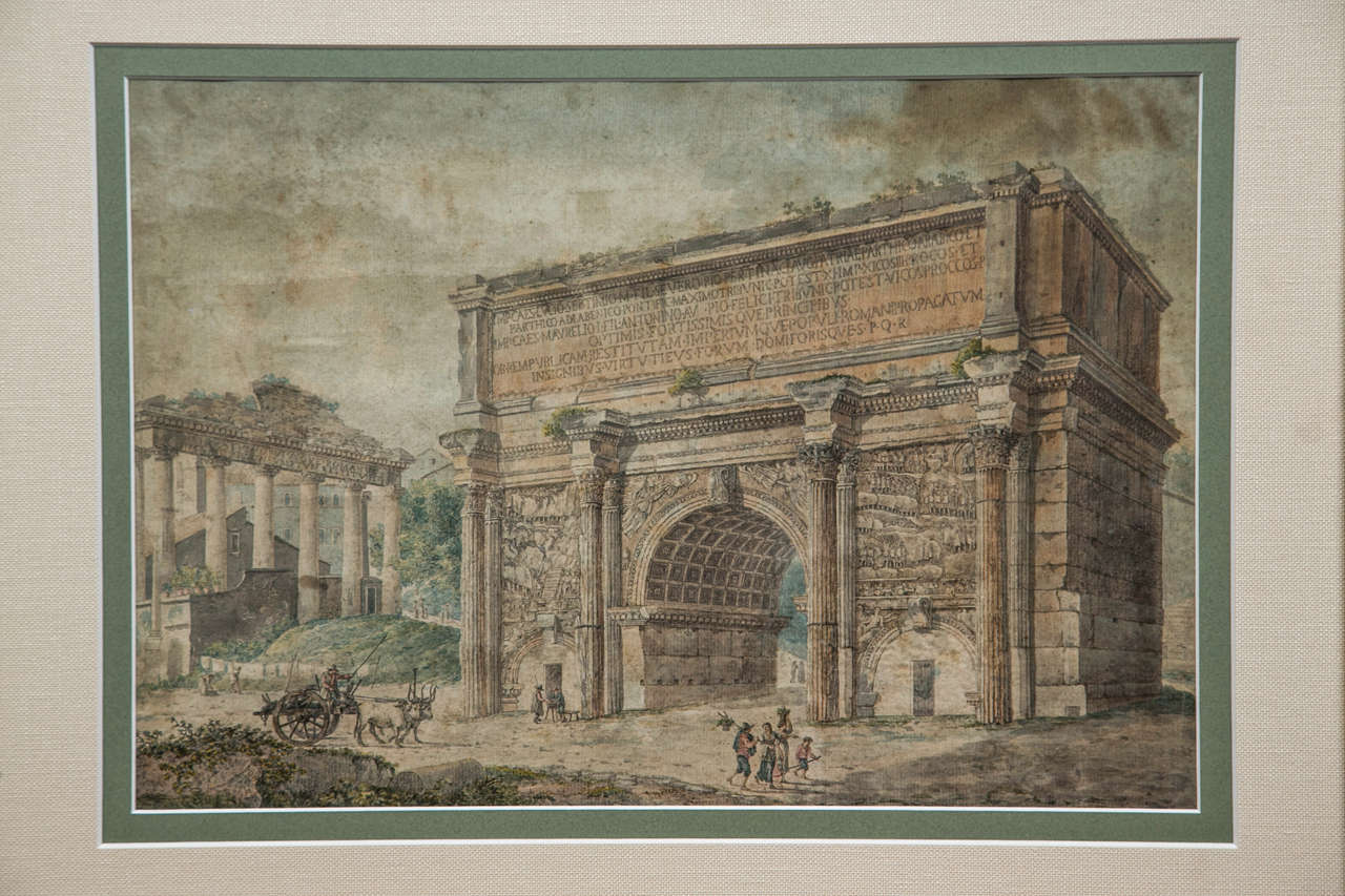 18th Century and Earlier Set of Four Italian Watercolors For Sale
