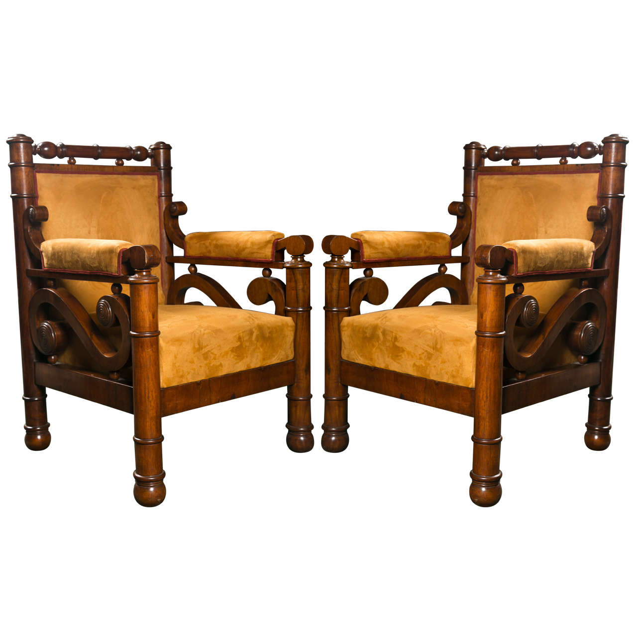 Pair of Biedermeier Armchairs For Sale