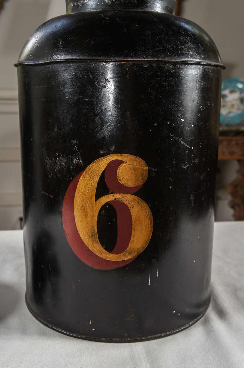 Metal 19th Century Tole Tea Canister For Sale