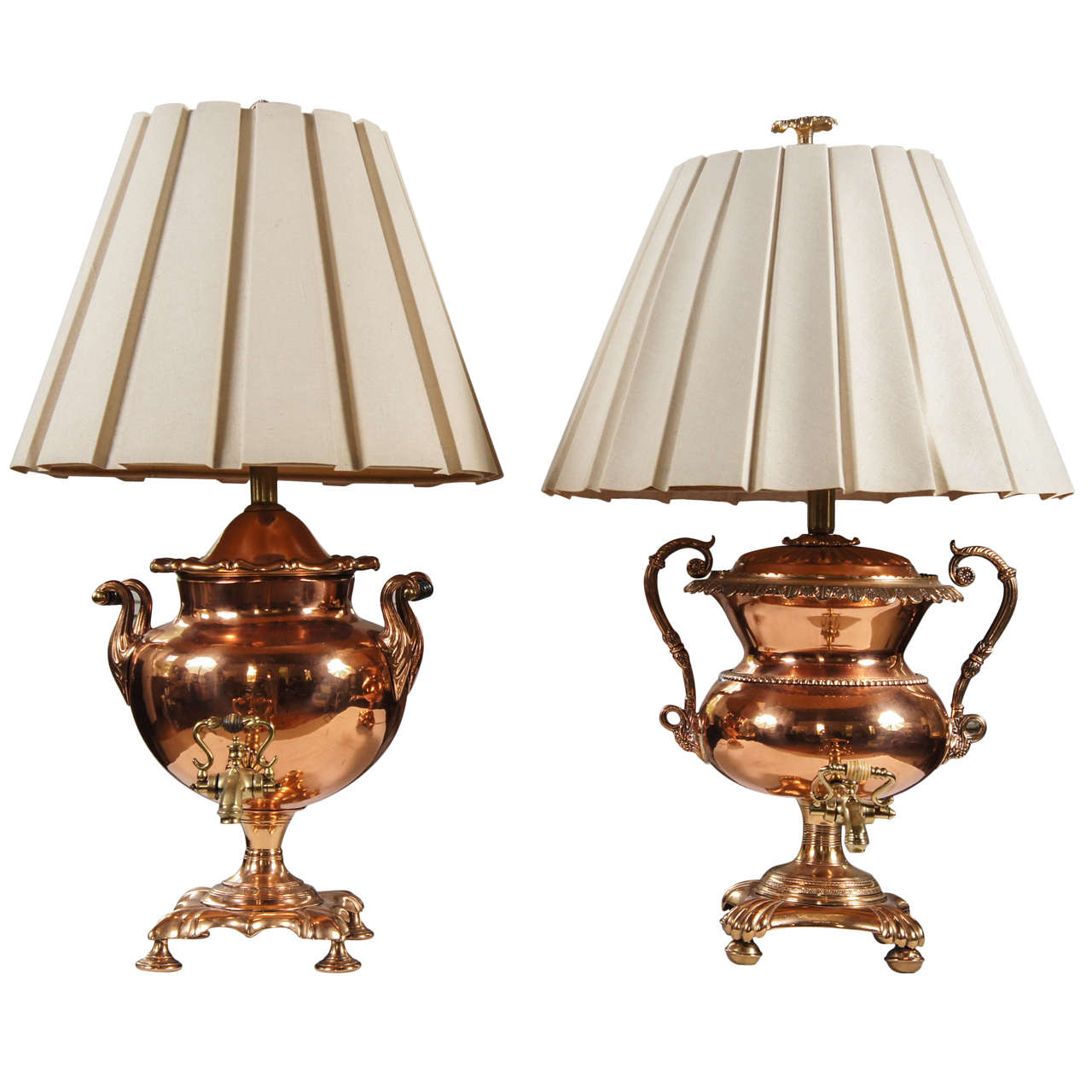 Copper And Brass Samovars, Now As Lamps