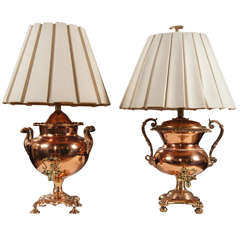 Copper And Brass Samovars, Now As Lamps