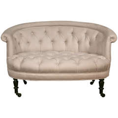 Tufted White French Sofa