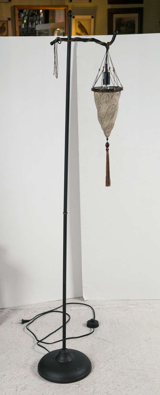 Fortuny Silk Shade by Studium Venetian floor Lamp on metal stand
