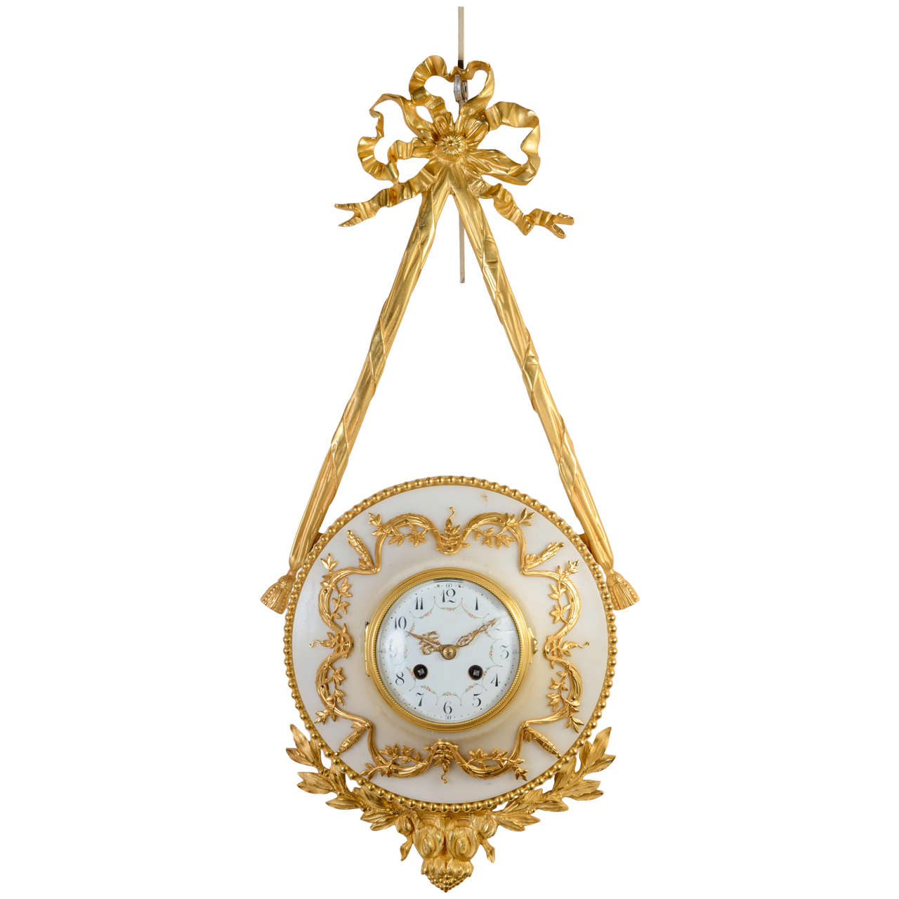 Gorgeous and Rare Wall Clock Louis XVI Style For Sale