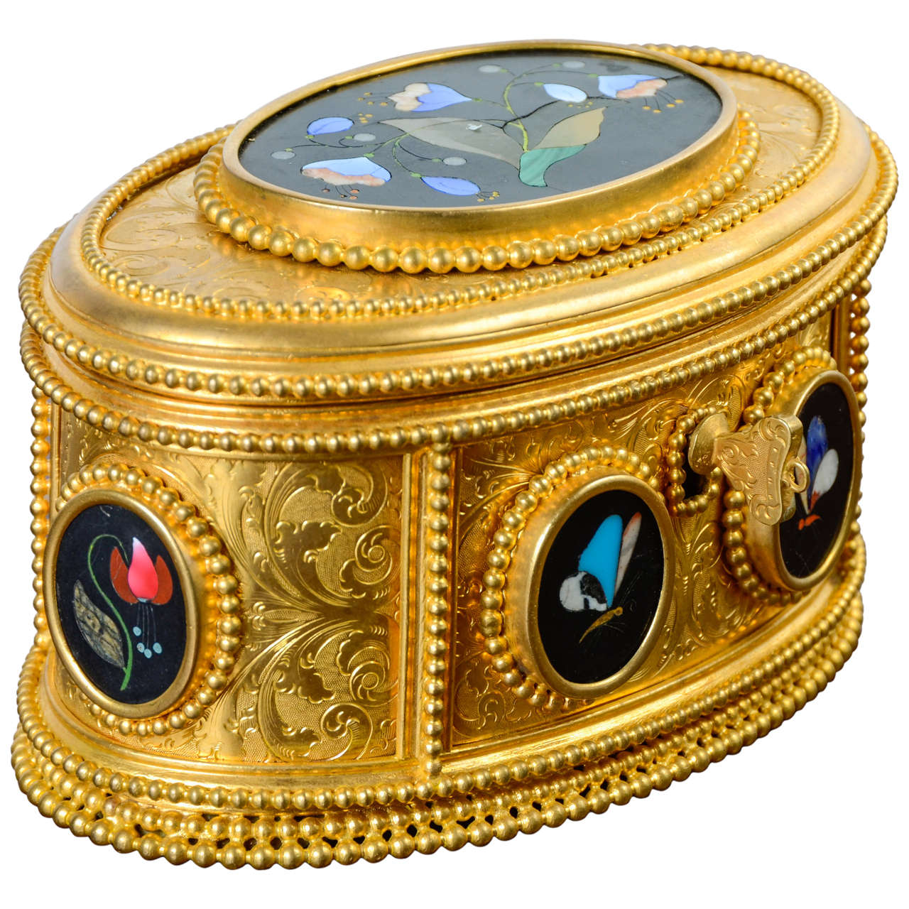 Gorgeous and Rare Gilded Plated Box Signed Tahan For Sale