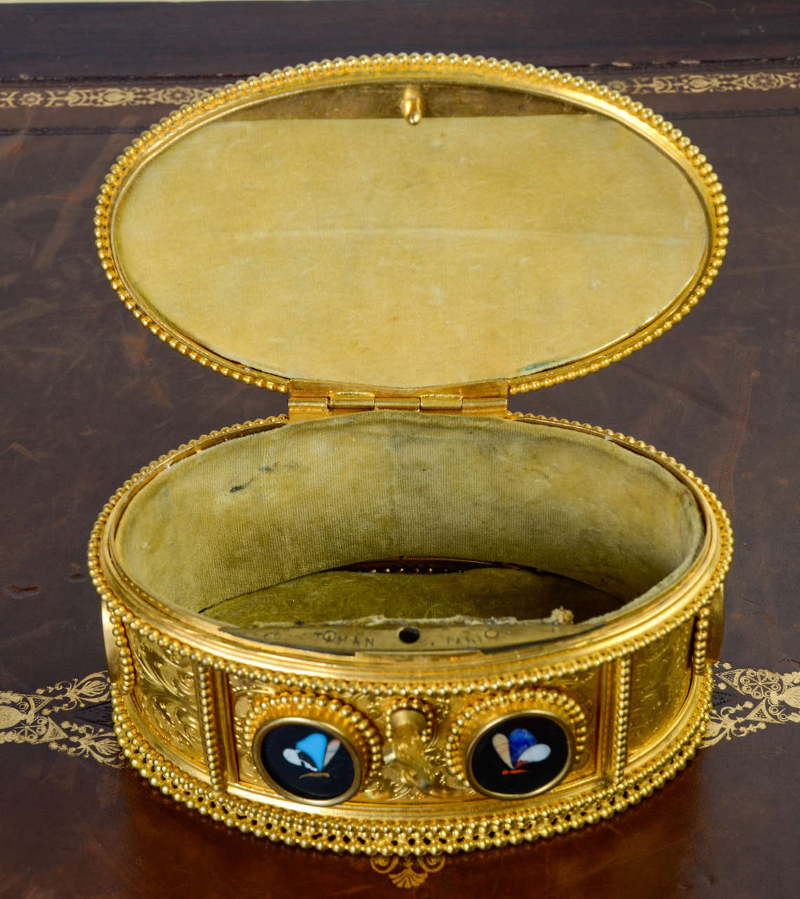 19th Century Gorgeous and Rare Gilded Plated Box Signed Tahan For Sale