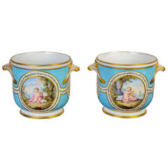 Pair of "Cache Pots" in Porcelain of Sèvres 4