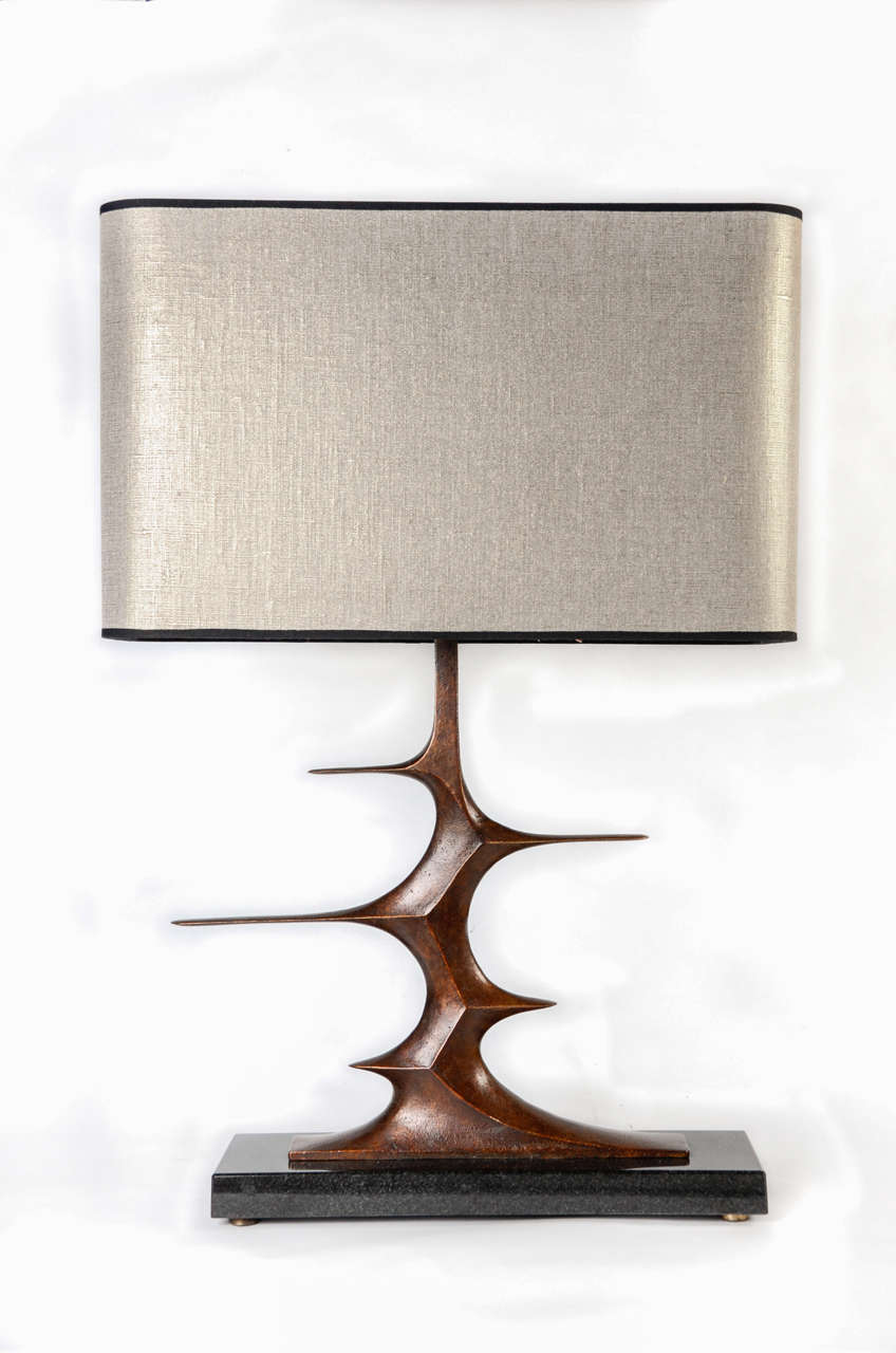 Pair of Bronze Sculptural Lamps by Peter Van Heeck