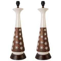 Vintage Pair of Ceramic Lamps in the Style of Jean Besnard