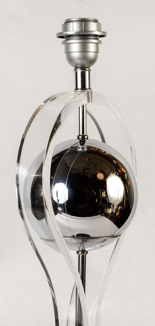 Chrome Pair of 1970s Space Age Table Lamps