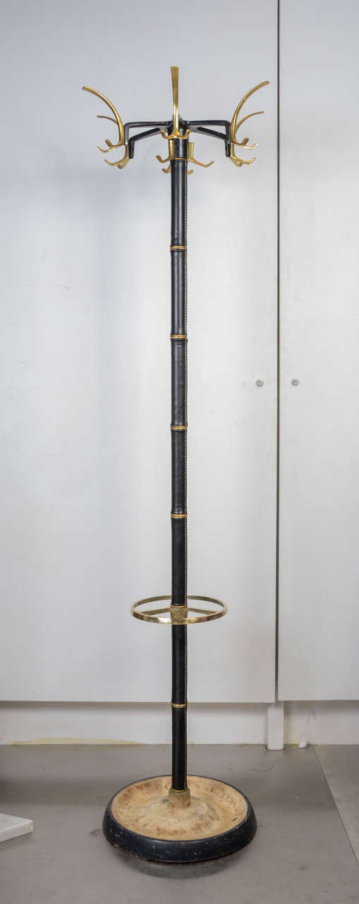1950s stitched leather coat stand.