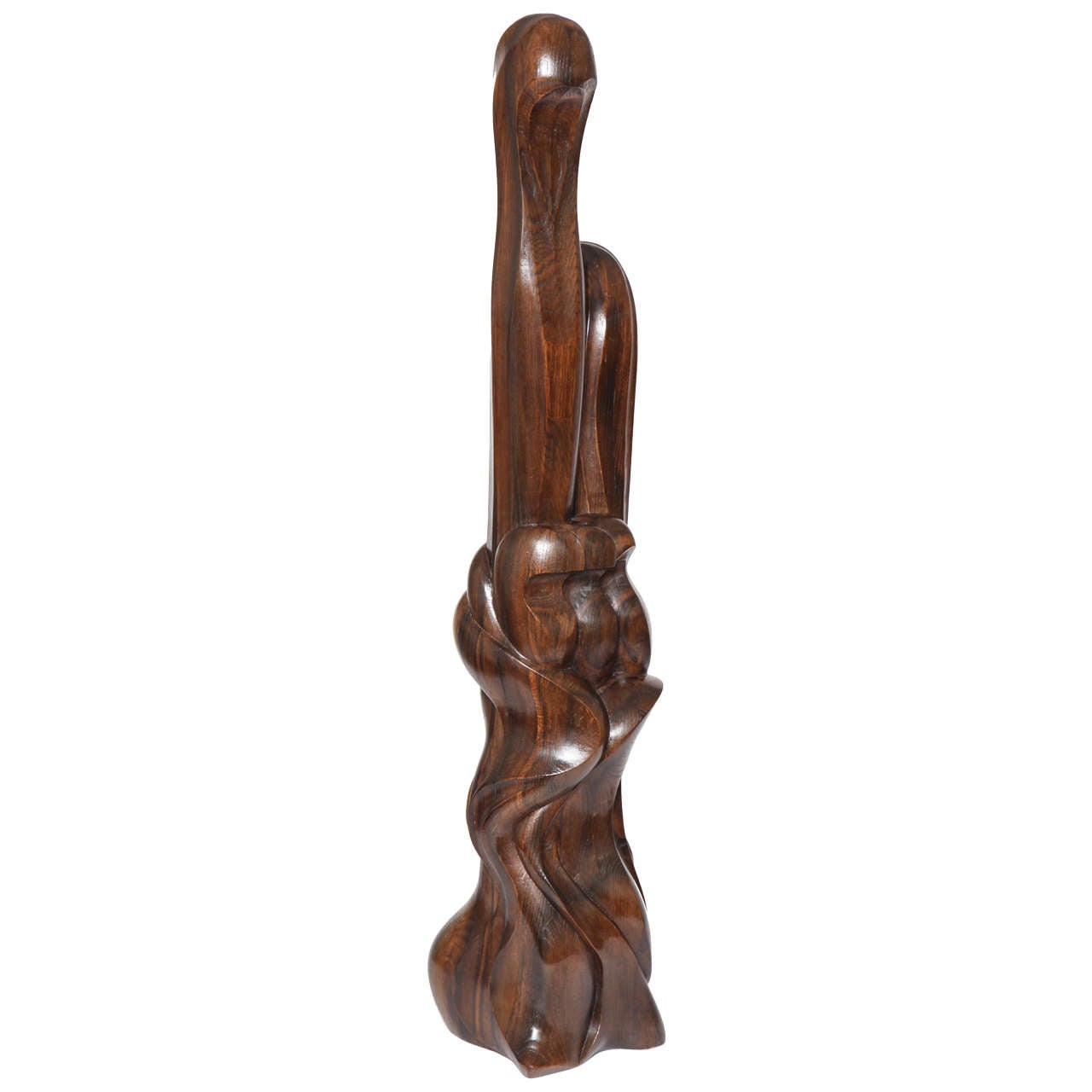 Marcel Buisson, "Bird in a Tree" Walnut Sculpture, France, circa 1950 For Sale