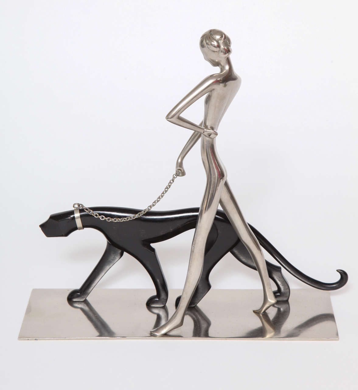 Karl Hagenauer, Nude Woman Walking Panther, 1928, Austria In Excellent Condition In New York, NY