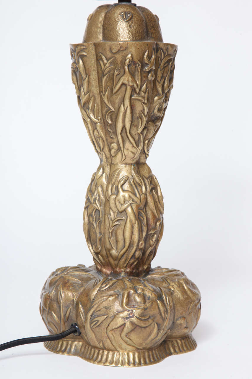 Karl Hagenauer Hand Hammered Brass Lamp, Unique, 1923 For Sale 2