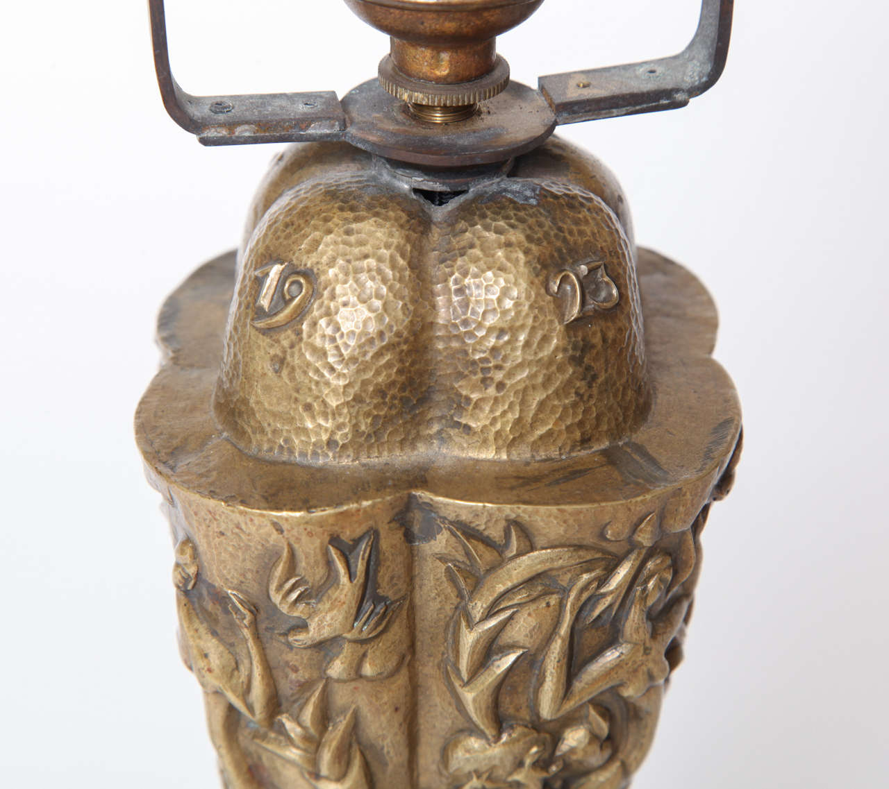 Karl Hagenauer Hand Hammered Brass Lamp, Unique, 1923 For Sale 3