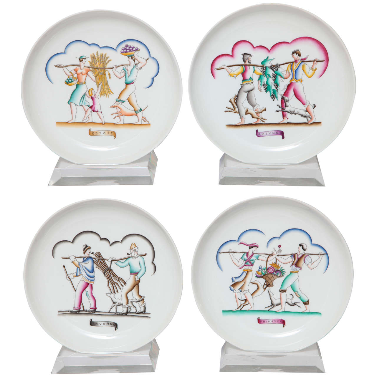 Gio Ponti, "The Four Seasons" Porcelain Plates For Sale