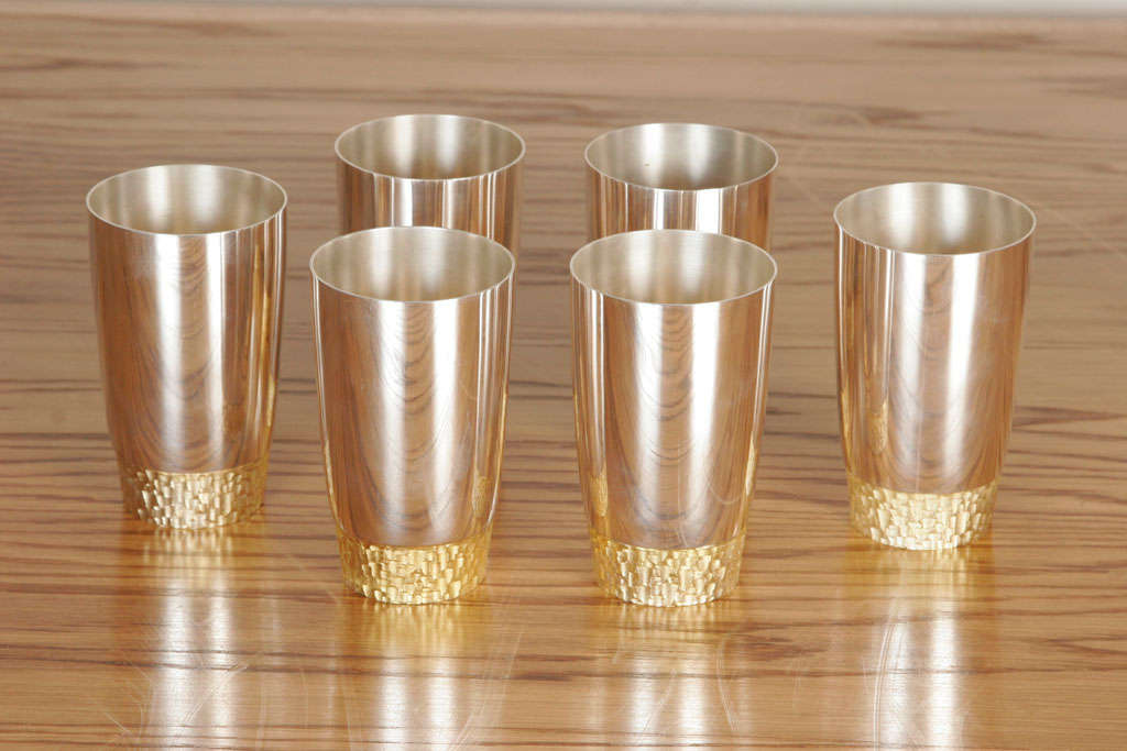 Set of 6 Silver and Silver Gilt Beakers
