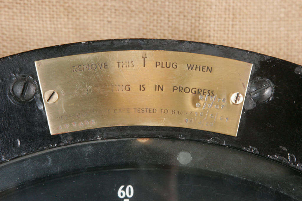 Mid-20th Century Extremely Large British Submarine Depth Gauge For Sale