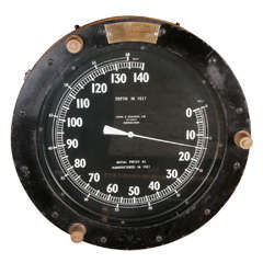 Vintage Extremely Large British Submarine Depth Gauge