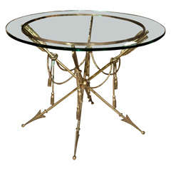 Glass Top Bronze Base End Table Attributed Jansen 4