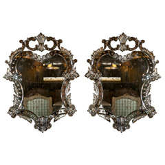 Pair of Venetian Style Distressed Mirrors