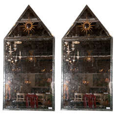 Pair of Distressed Monumental Wall Mirrors
