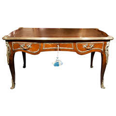 French Louis XV Style Leather Top Coffee Table