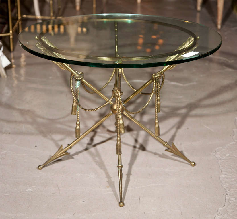 Glass Top Bronze Base End Table Attributed Jansen For Sale at 1stDibs