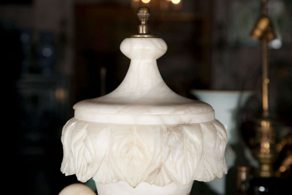 20th Century White Alabaster Urn For Sale