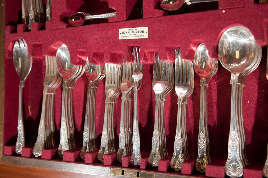 Mid-20th Century Service For  12 Sheffield  Flatware  Fiddle And Shell Pattern