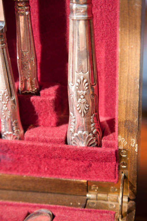 Brass Service For  12 Sheffield  Flatware  Fiddle And Shell Pattern