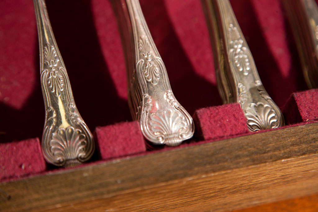 Service For  12 Sheffield  Flatware  Fiddle And Shell Pattern 1