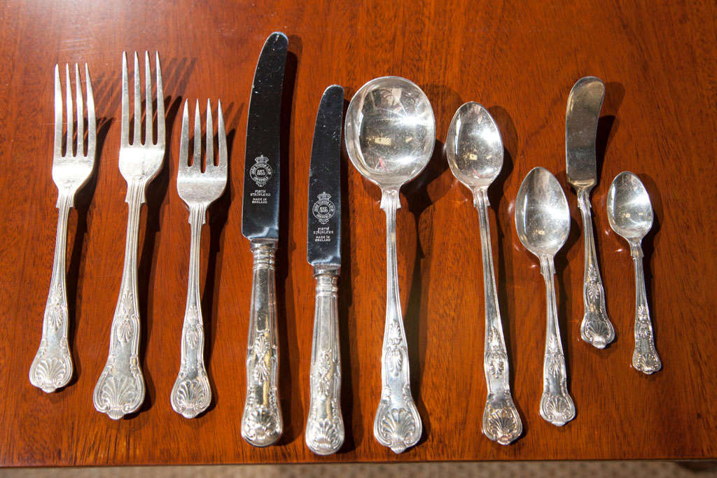 Service For  12 Sheffield  Flatware  Fiddle And Shell Pattern 3