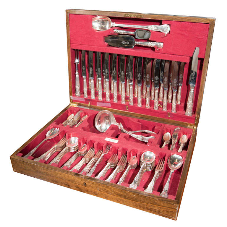 Service For  12 Sheffield  Flatware  Fiddle And Shell Pattern