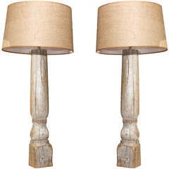 pair wood table lamps