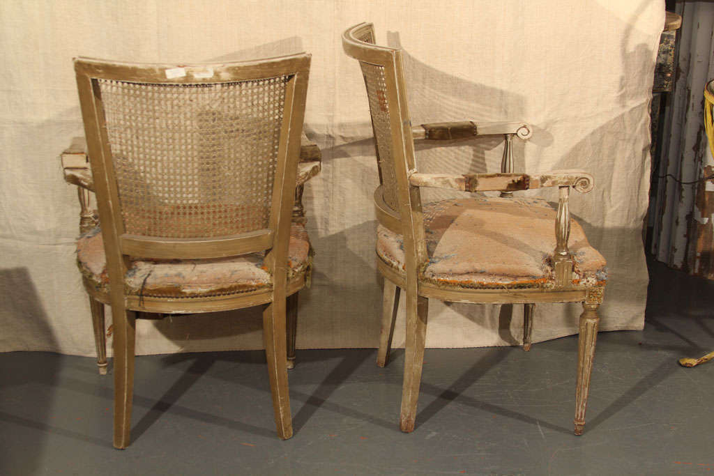 Pair of Armchairs with Remnants of Velvet Upholstery 3
