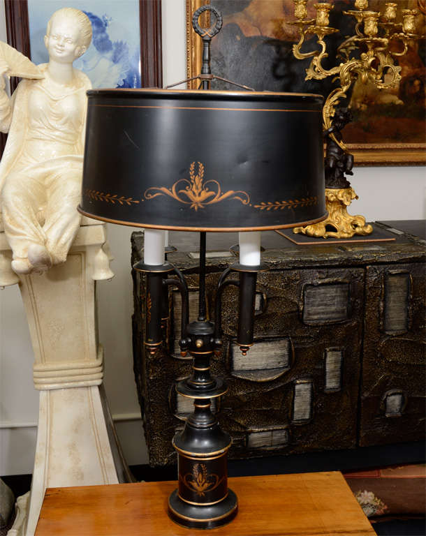 Handpainted Black Tole Lamp