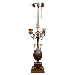 Barbedienne Bronze Candelabra Lamp Designed by Henry Cahieux
