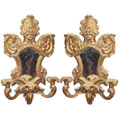 Large Pair of Giltwood Wall Lights