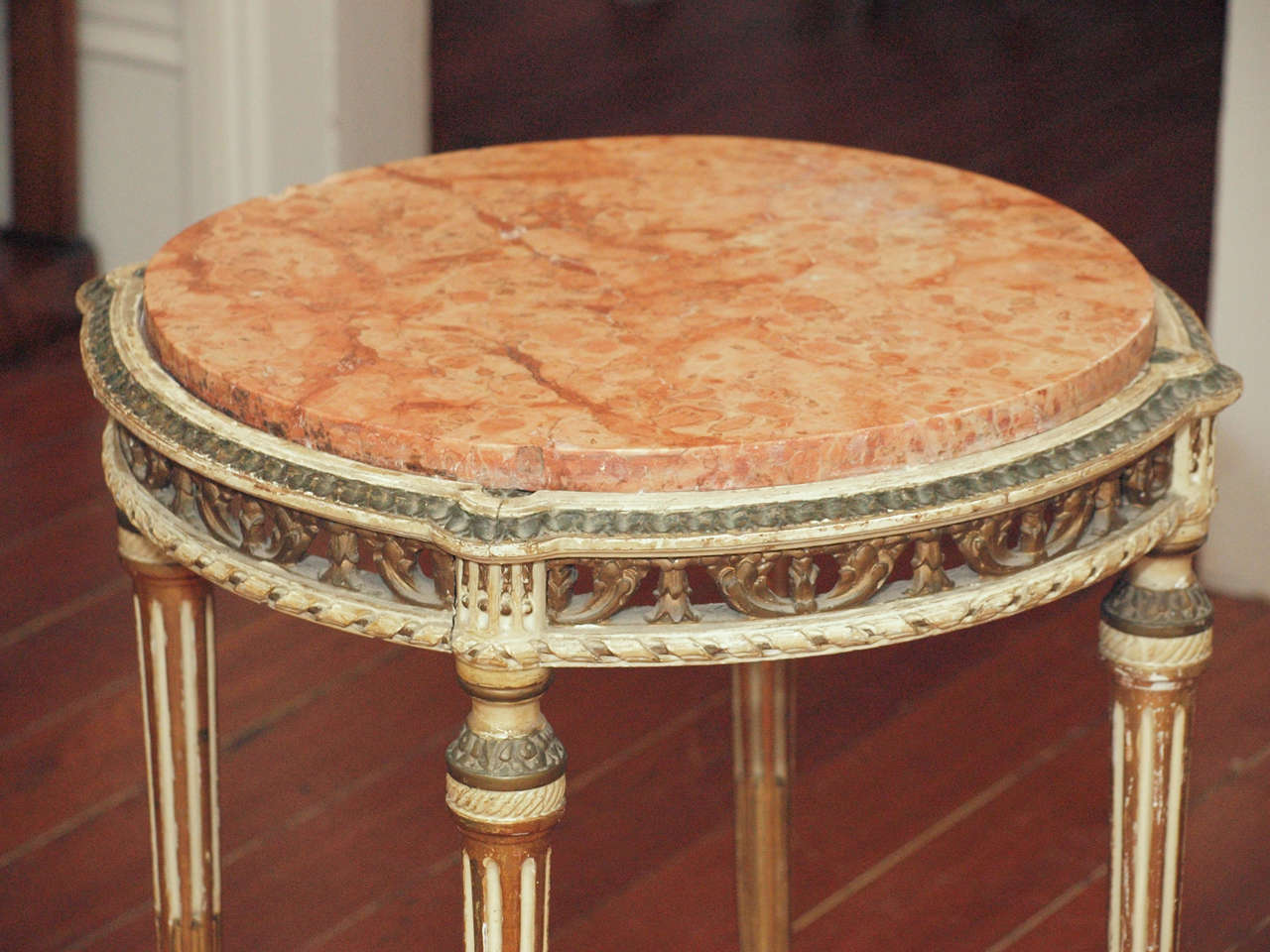 Louis XVI Polychrome Marble Top Side Table