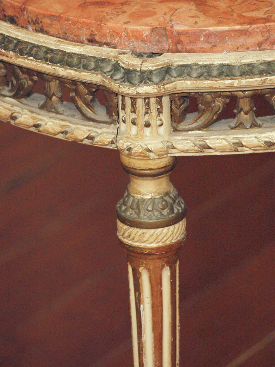 Italian Polychrome Marble Top Side Table