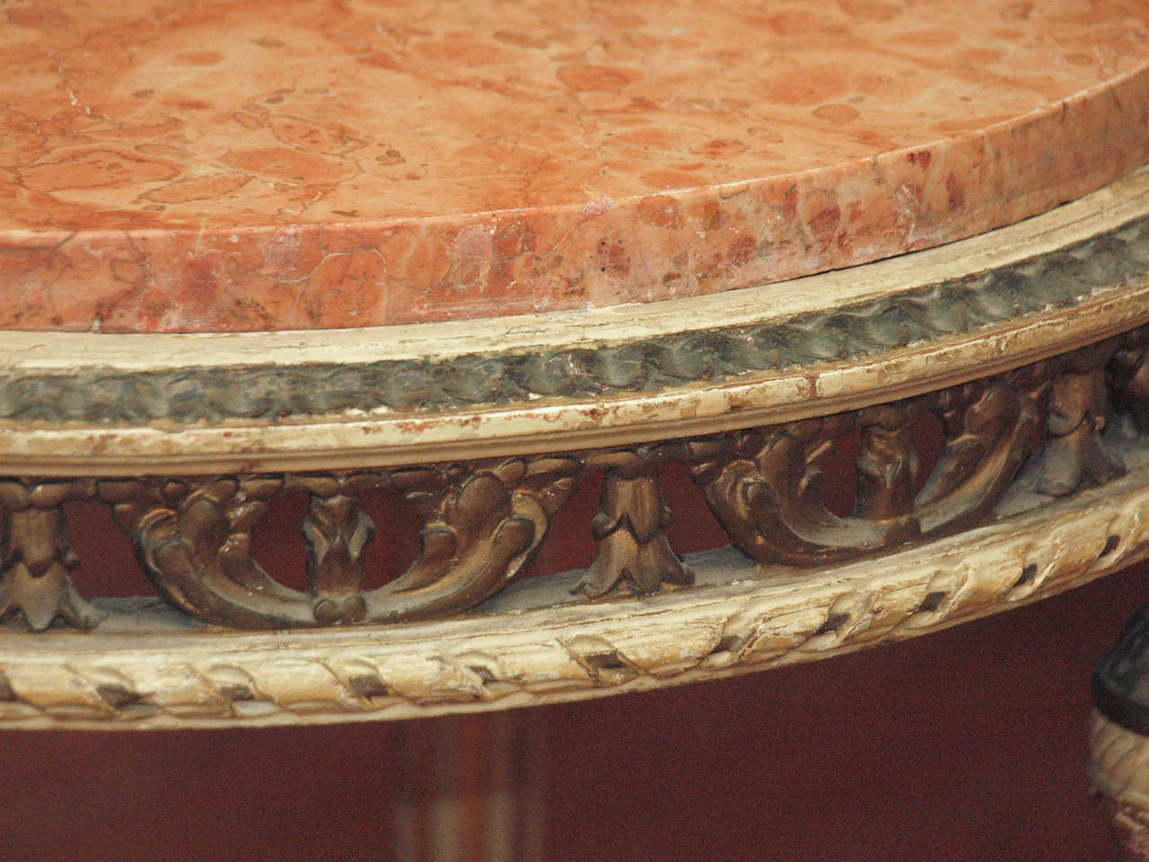 19th Century Polychrome Marble Top Side Table