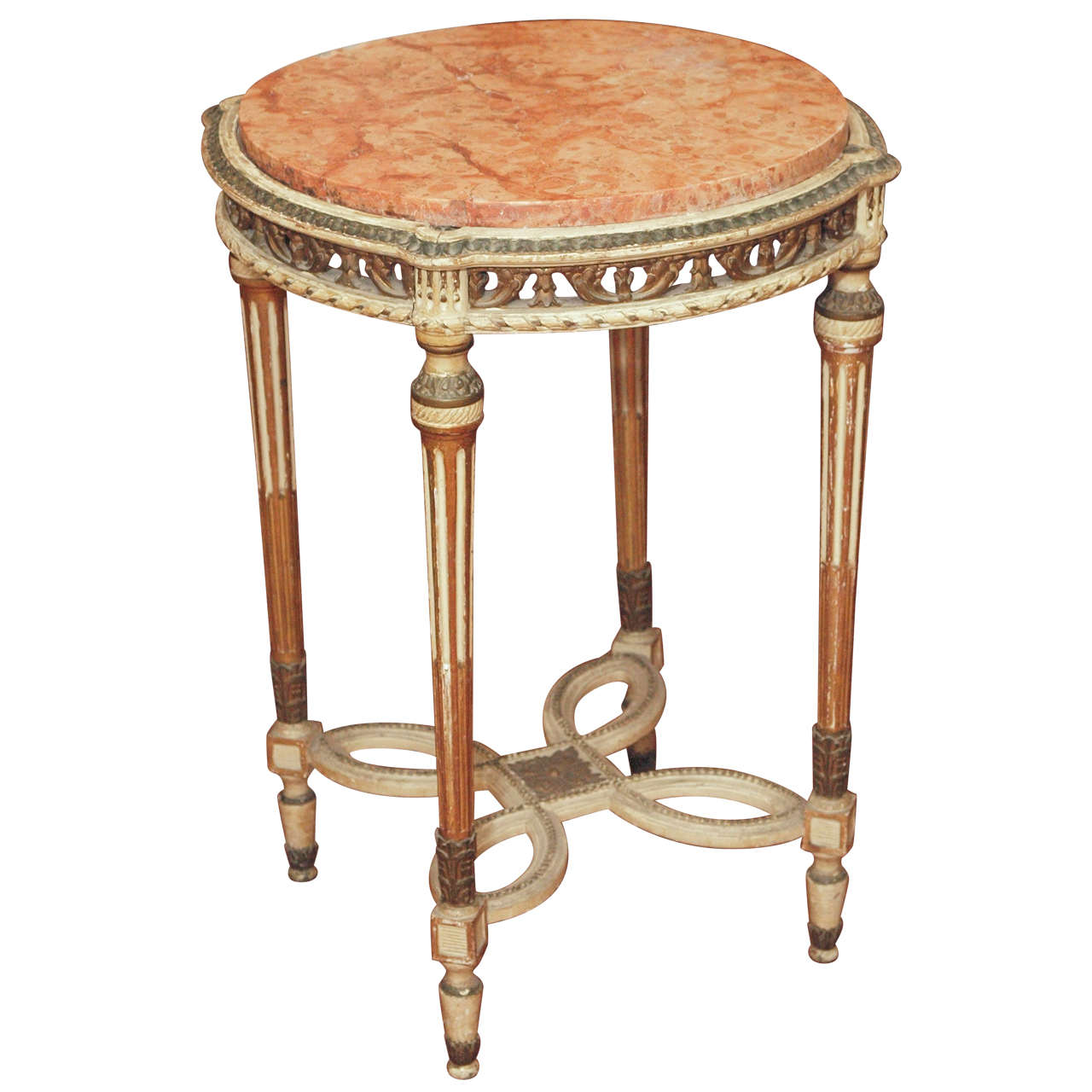 Polychrome Marble Top Side Table