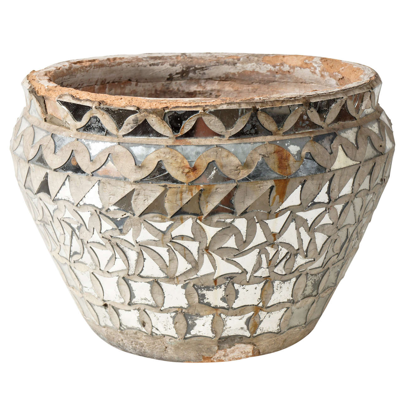 A Large Mirrored Mosaic Vase