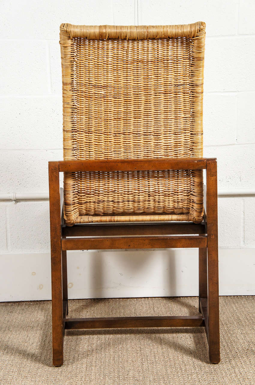 A Set of Six Rattan and Walnut Dining Chairs 1