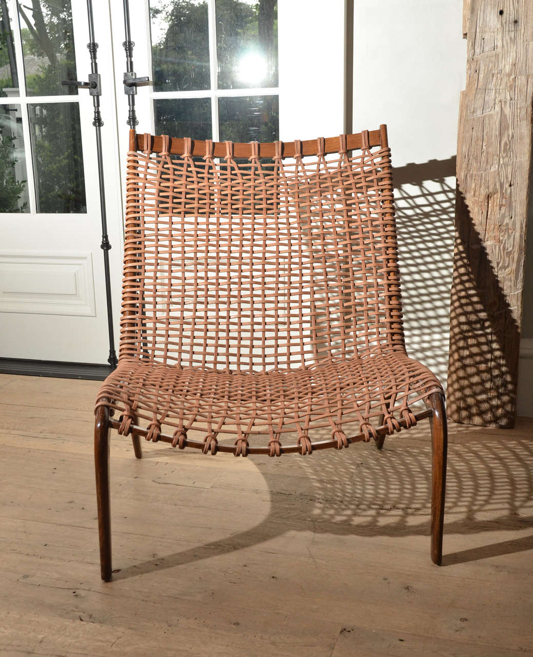 Chaise brésilienne en teck et cuir