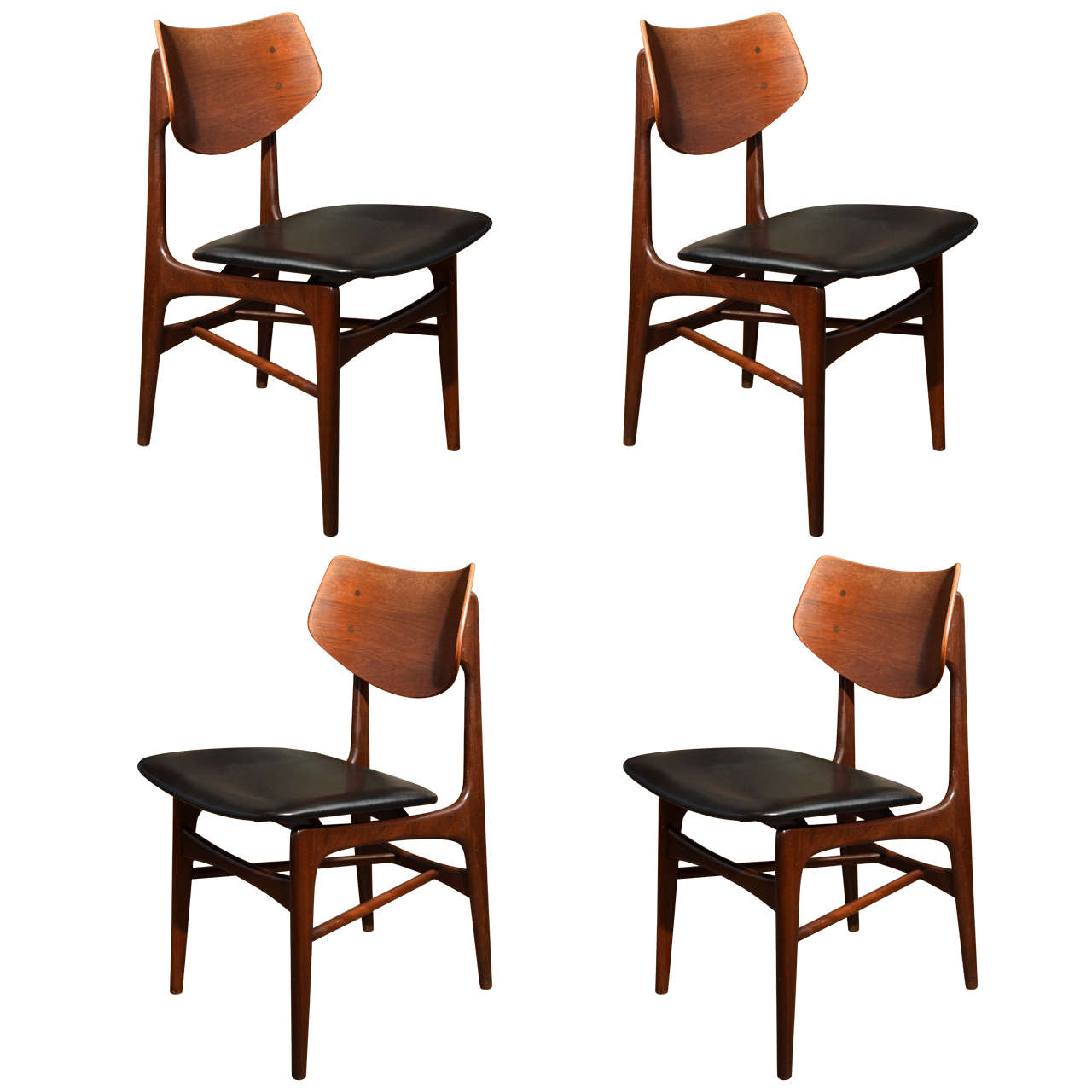 Set of four Scandinavian shield back chairs