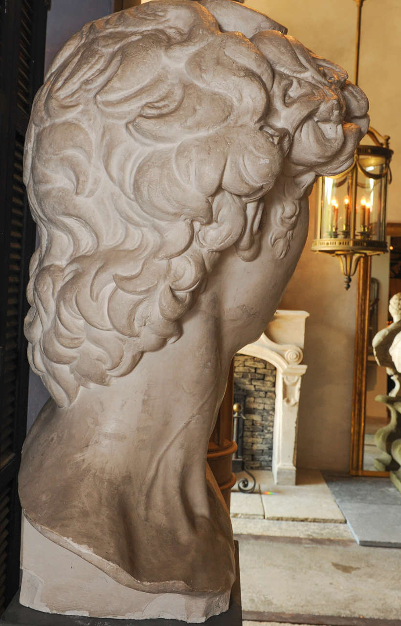 A large plaster buste of David after the model by Michelangelo, 1920's/1930's In Good Condition In Baambrugge, NL